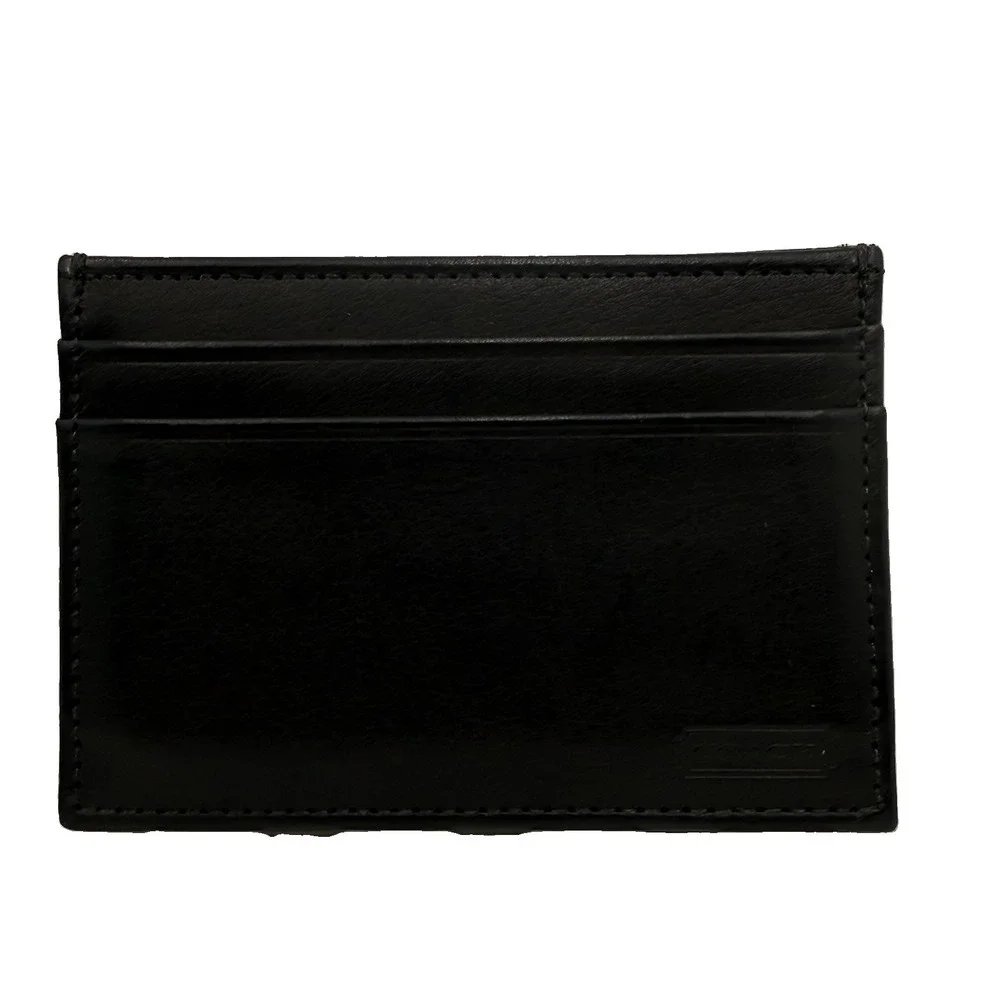 Coach Leather Card Case Very Dark Brown 5 Card Slots 3.9×2.8in Used EUC